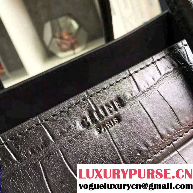 Celine Luggage Phantom Bag in Croco Pattern  Black 2017