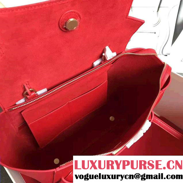 Celine Belt Tote Small Bag in Grained Leather Poppy