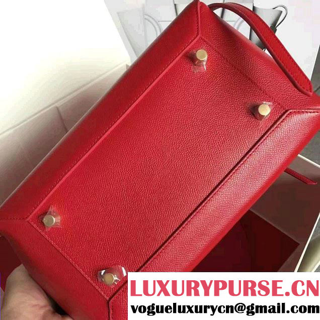 Celine Belt Tote Small Bag in Grained Leather Poppy