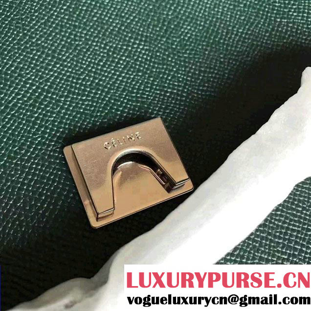 Celine Belt Tote Small Bag in Clemence Leather Dark Green