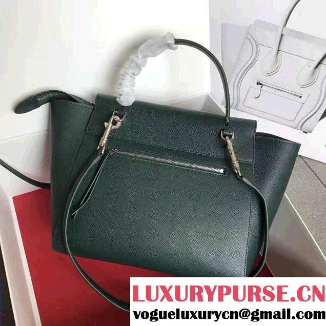 Celine Belt Tote Small Bag in Clemence Leather Dark Green