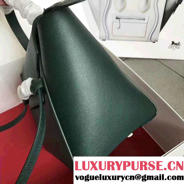 Celine Belt Tote Small Bag in Clemence Leather Dark Green