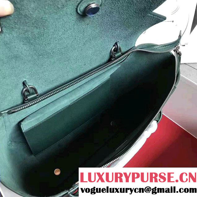 Celine Belt Tote Small Bag in Clemence Leather Dark Green