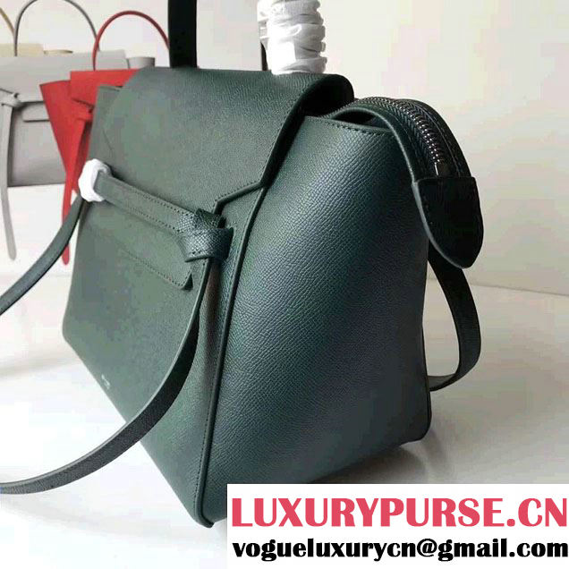 Celine Belt Tote Small Bag in Epsom Leather Dark Green