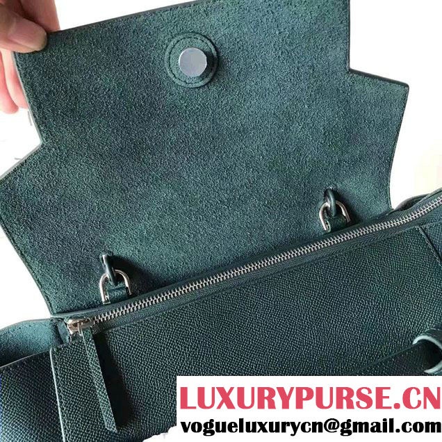Celine Belt Tote Small Bag in Epsom Leather Dark Green