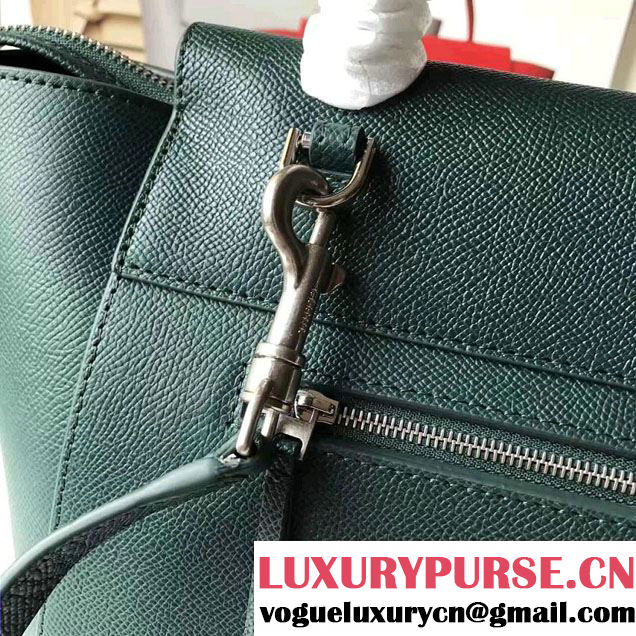 Celine Belt Tote Small Bag in Epsom Leather Dark Green
