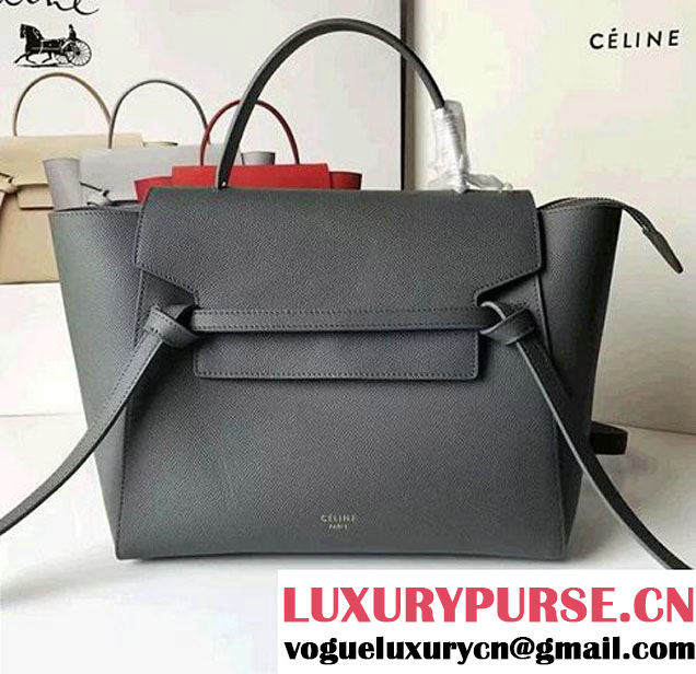 Celine Belt Tote Small Bag in Epsom Leather Dark Gary