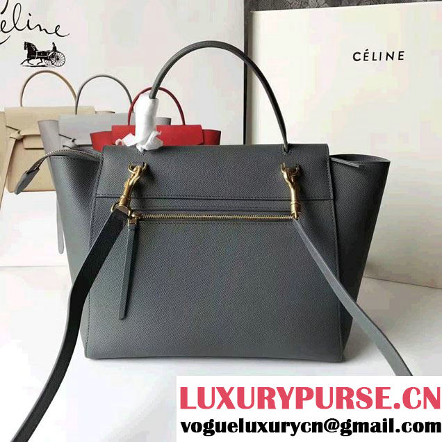 Celine Belt Tote Small Bag in Epsom Leather Dark Gary