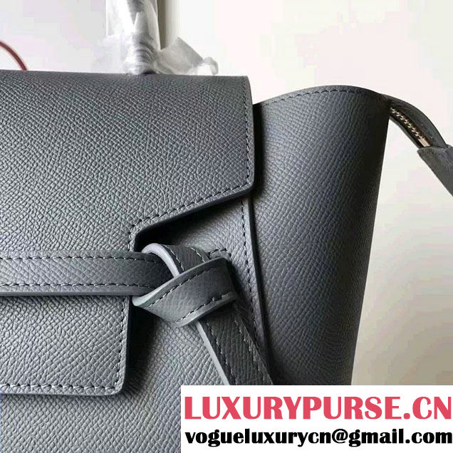 Celine Belt Tote Small Bag in Epsom Leather Dark Gary