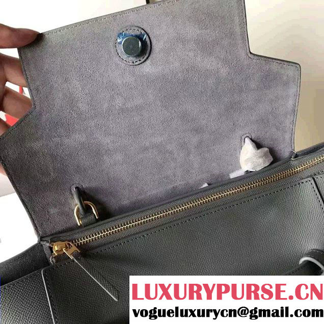 Celine Belt Tote Small Bag in Epsom Leather Dark Gary