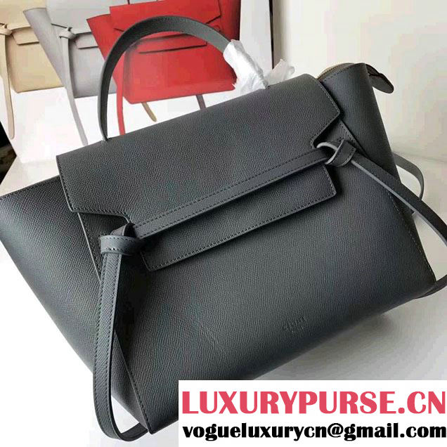 Celine Belt Tote Small Bag in Epsom Leather Dark Gary