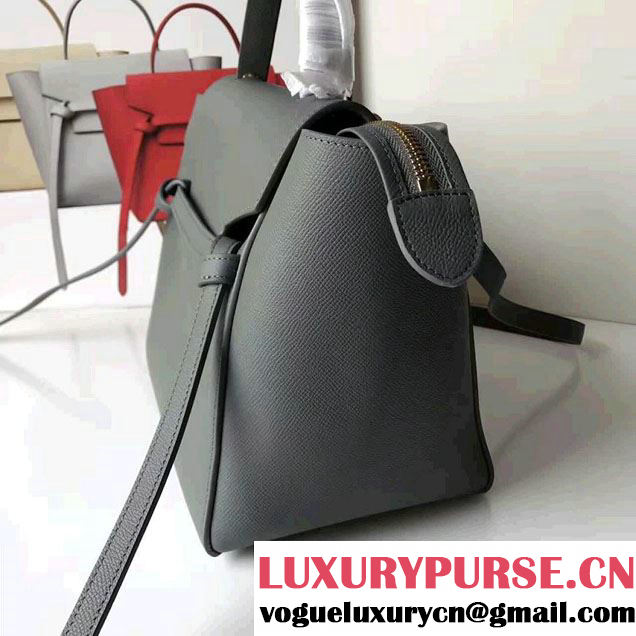 Celine Belt Tote Small Bag in Epsom Leather Dark Gary