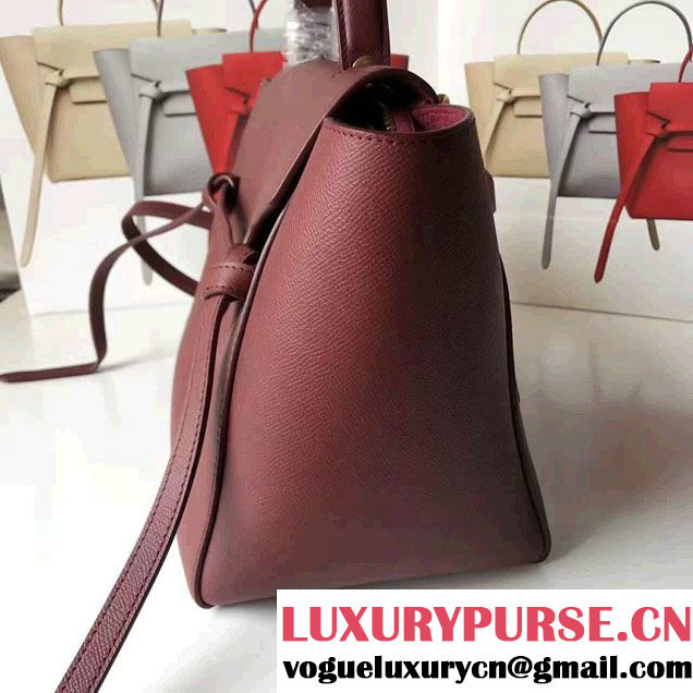 Celine Belt Tote Small Bag in Epsom Leather Burgundy