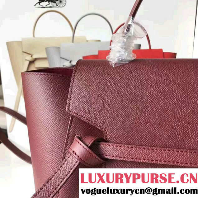 Celine Belt Tote Small Bag in Epsom Leather Burgundy