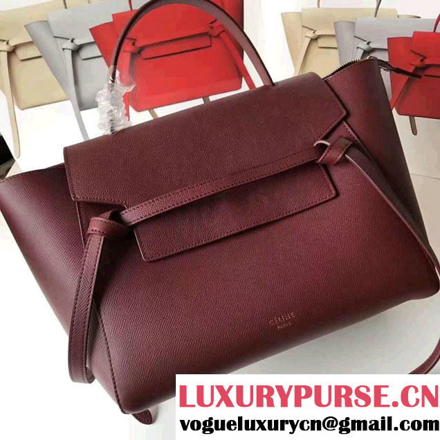 Celine Belt Tote Small Bag in Epsom Leather Burgundy