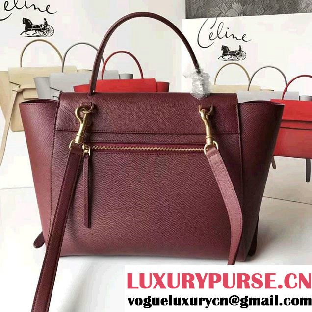 Celine Belt Tote Small Bag in Epsom Leather Burgundy