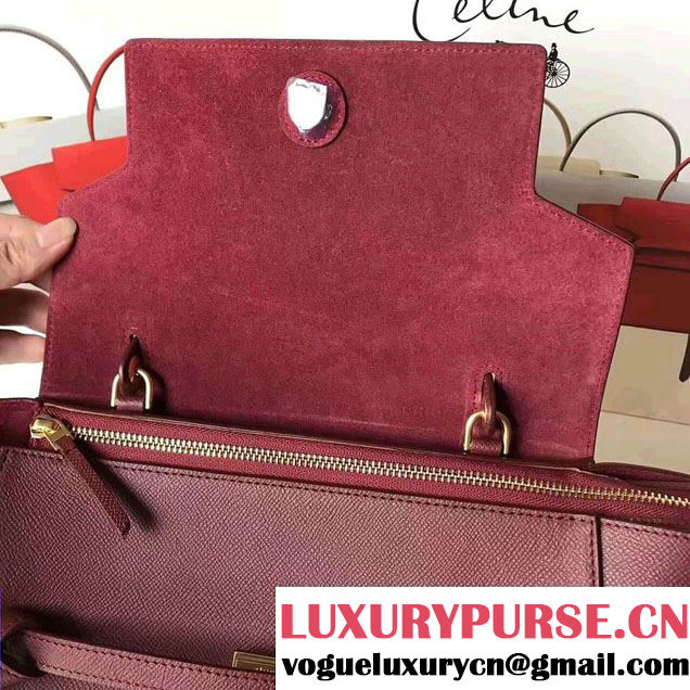 Celine Belt Tote Small Bag in Epsom Leather Burgundy