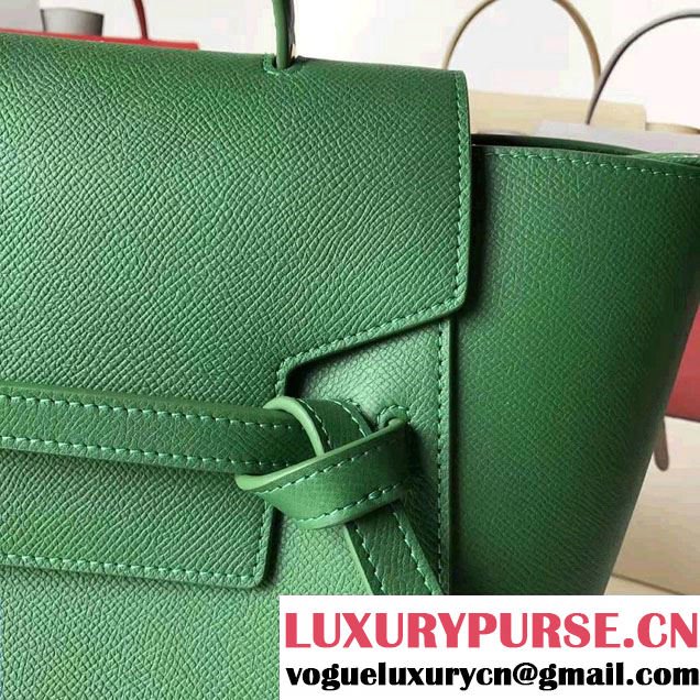 Celine Belt Tote Small Bag in Epsom Leather Green