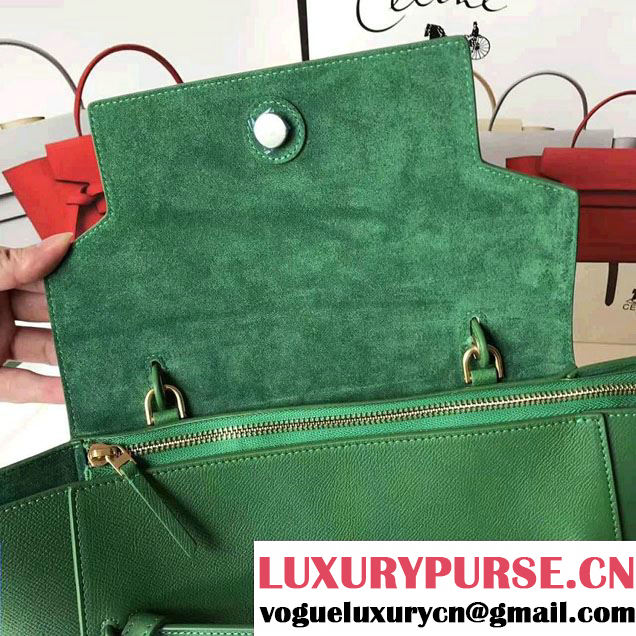 Celine Belt Tote Small Bag in Epsom Leather Green