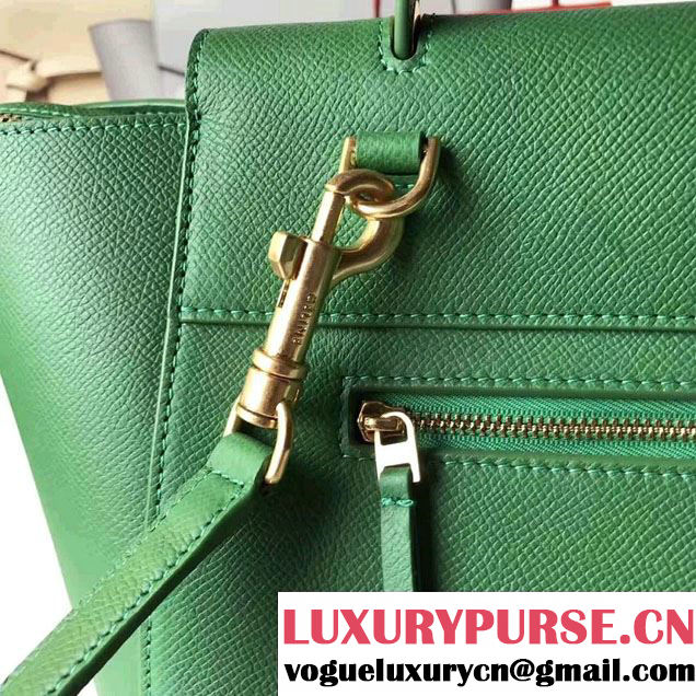 Celine Belt Tote Small Bag in Epsom Leather Green