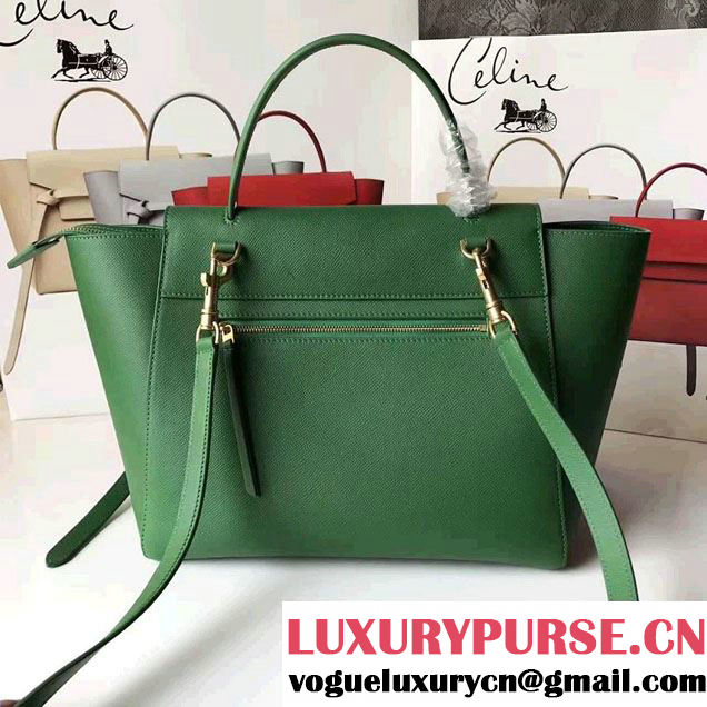 Celine Belt Tote Small Bag in Epsom Leather Green
