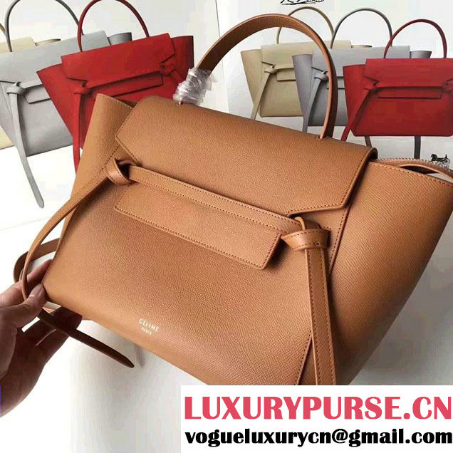 Celine Belt Tote Small Bag in Epsom Leather Brown