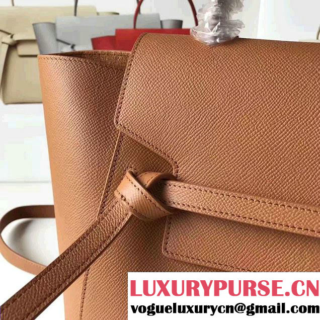 Celine Belt Tote Small Bag in Epsom Leather Brown