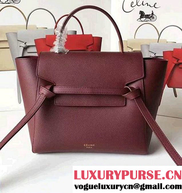 Celine Belt Tote Mini Bag in Epsom Leather Burgundy