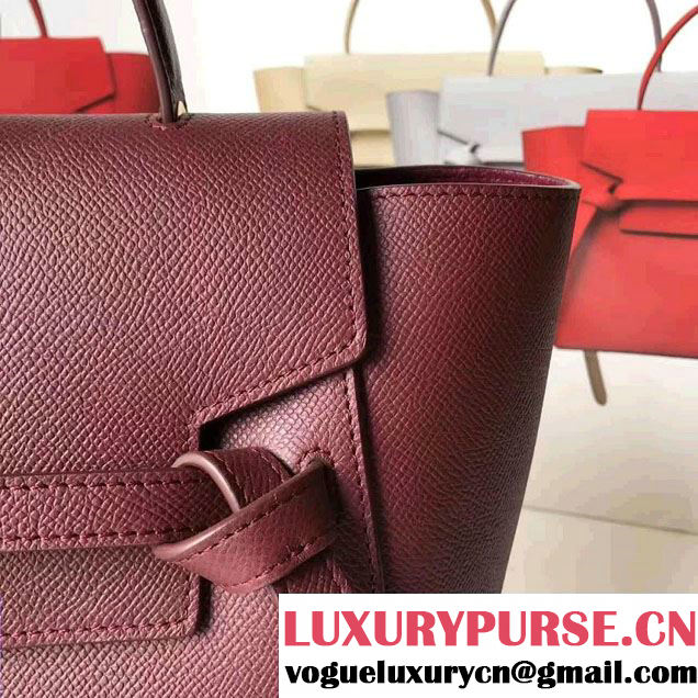 Celine Belt Tote Mini Bag in Epsom Leather Burgundy