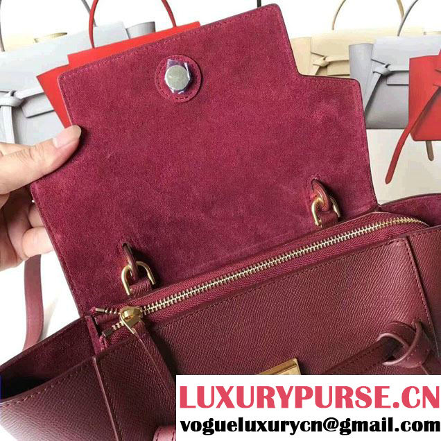 Celine Belt Tote Mini Bag in Epsom Leather Burgundy