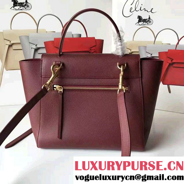 Celine Belt Tote Mini Bag in Epsom Leather Burgundy