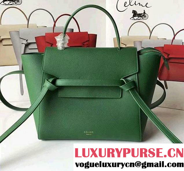 Celine Belt Tote Mini Bag in Epsom Leather Green