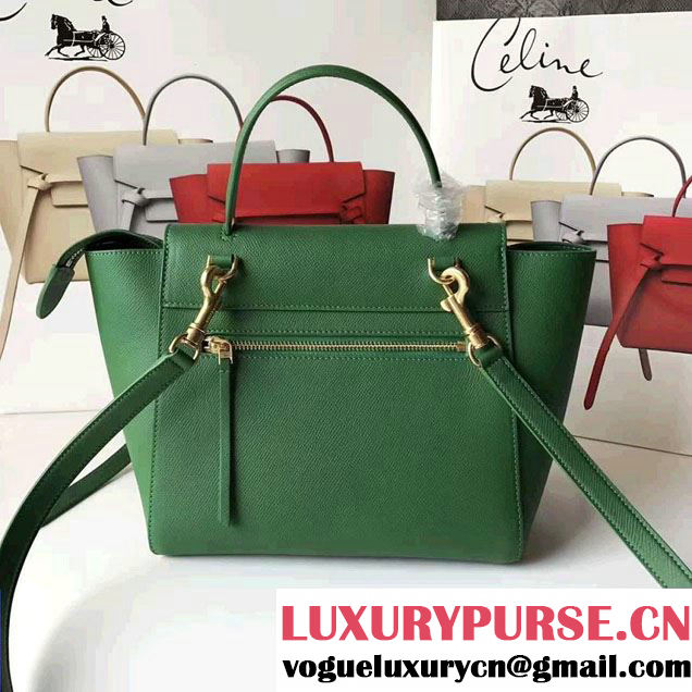 Celine Belt Tote Mini Bag in Epsom Leather Green