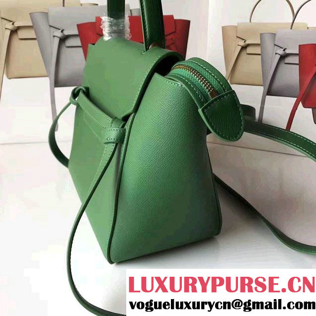 Celine Belt Tote Mini Bag in Epsom Leather Green