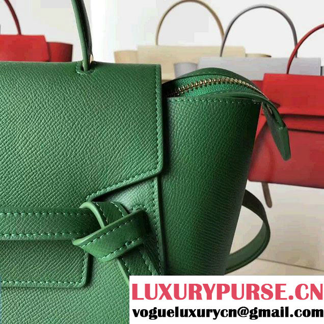 Celine Belt Tote Mini Bag in Epsom Leather Green