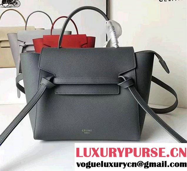 Celine Belt Tote Mini Bag in Epsom Leather Dark Gary