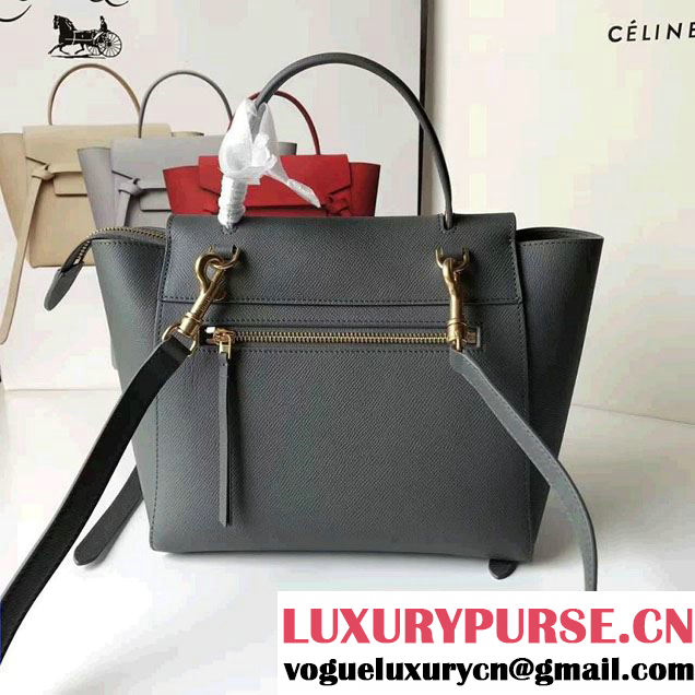 Celine Belt Tote Mini Bag in Epsom Leather Dark Gary