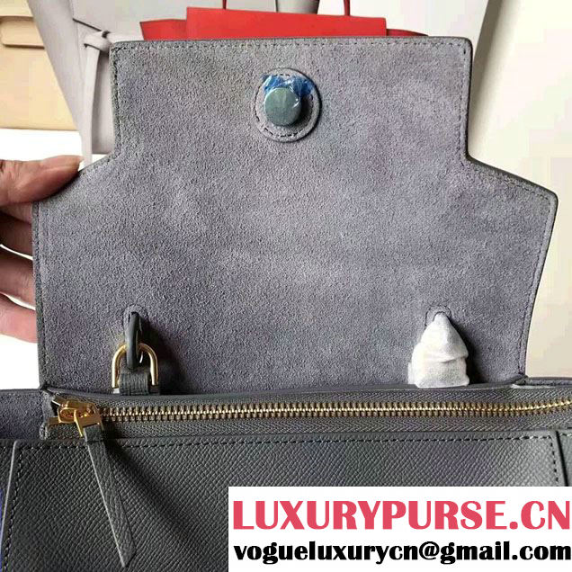 Celine Belt Tote Mini Bag in Epsom Leather Dark Gary