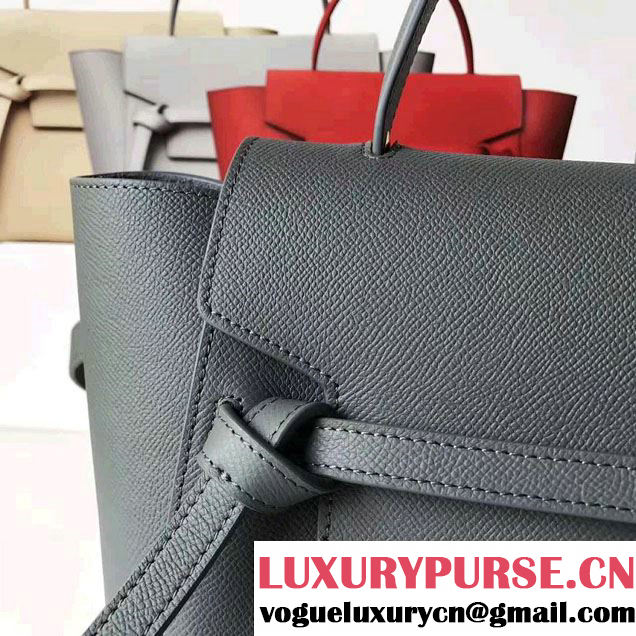Celine Belt Tote Mini Bag in Epsom Leather Dark Gary