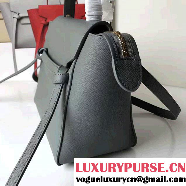 Celine Belt Tote Mini Bag in Epsom Leather Dark Gary