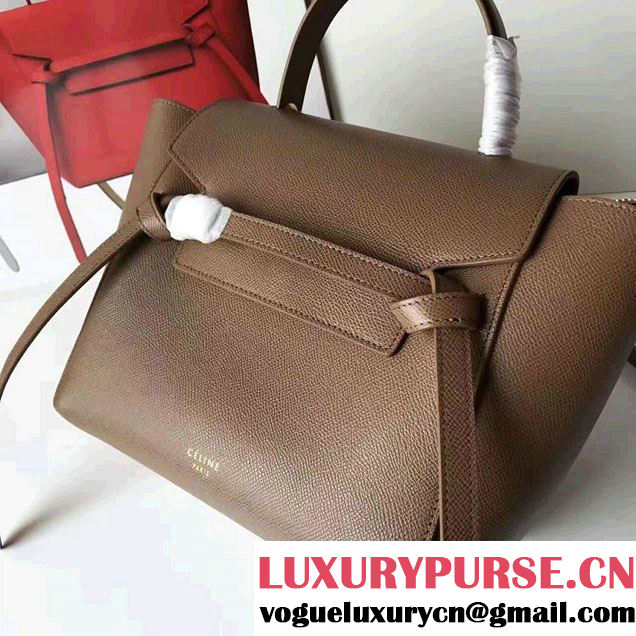 Celine Belt Tote Mini Bag in Epsom Leather Coffee