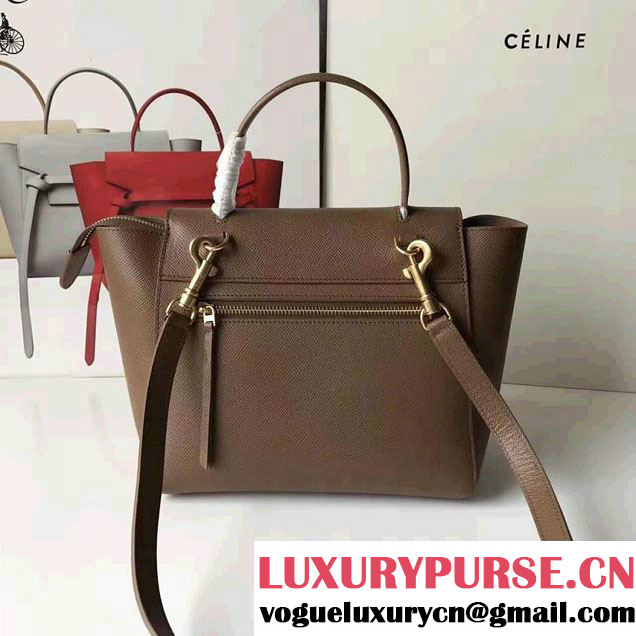 Celine Belt Tote Mini Bag in Epsom Leather Coffee