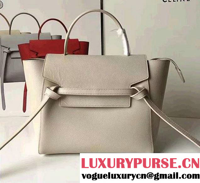 Celine Belt Tote Mini Bag in Epsom Leather White