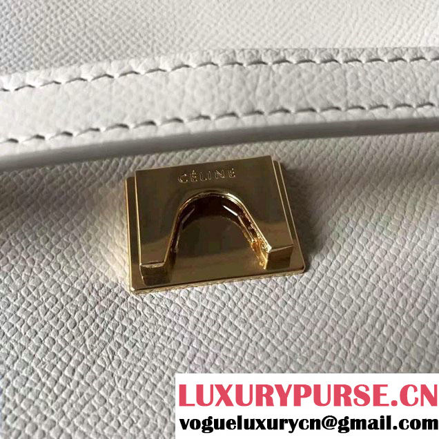 Celine Belt Tote Mini Bag in Epsom Leather White