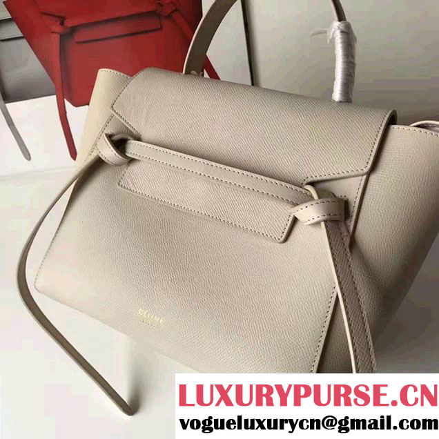 Celine Belt Tote Mini Bag in Epsom Leather White