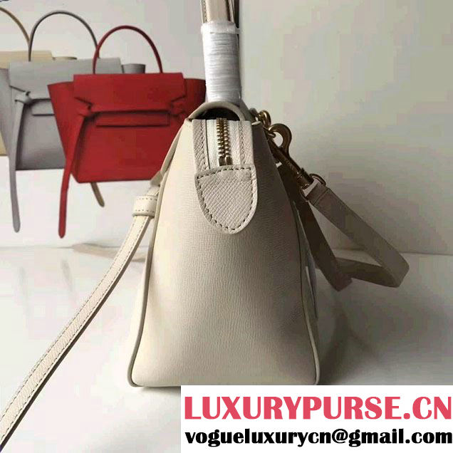 Celine Belt Tote Mini Bag in Epsom Leather White