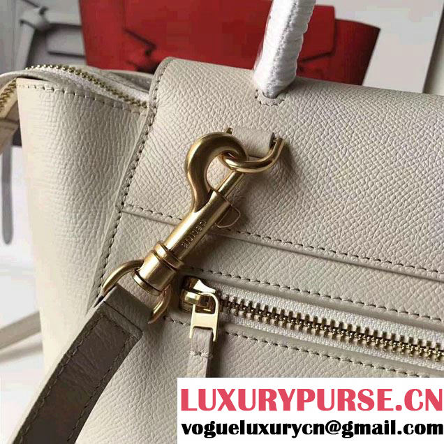 Celine Belt Tote Mini Bag in Epsom Leather White