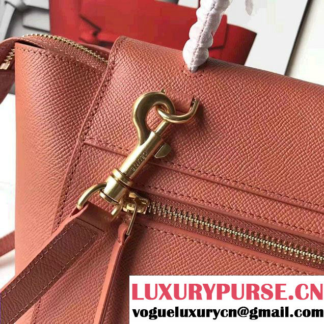 Celine Belt Tote Mini Bag in Epsom Leather Brick Red