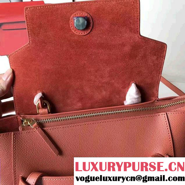 Celine Belt Tote Mini Bag in Epsom Leather Brick Red