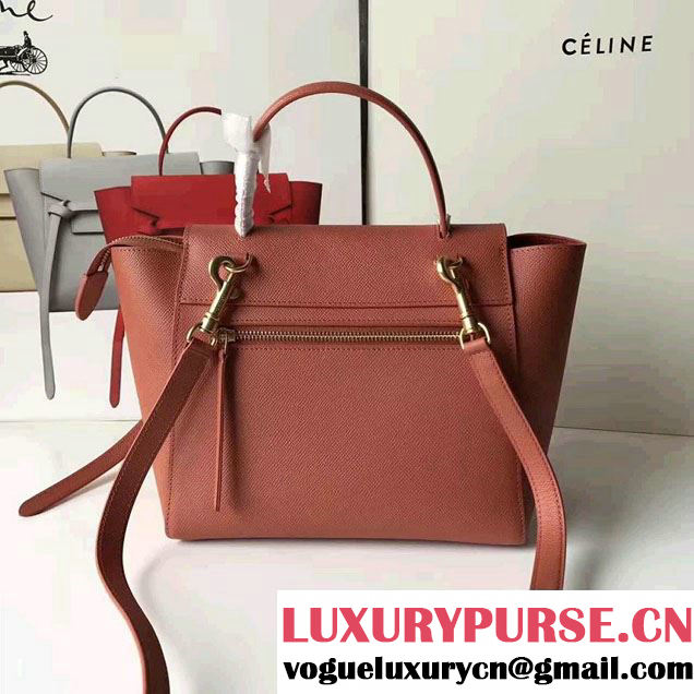 Celine Belt Tote Mini Bag in Epsom Leather Brick Red